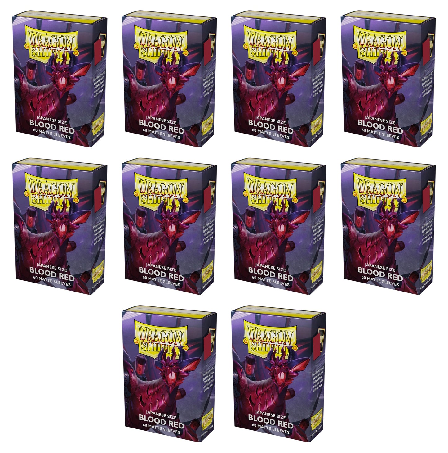Dragon Shield Japanese (Yu-Gi-Oh Size) Card Sleeves Box - Matte Blood Red [10 packs]