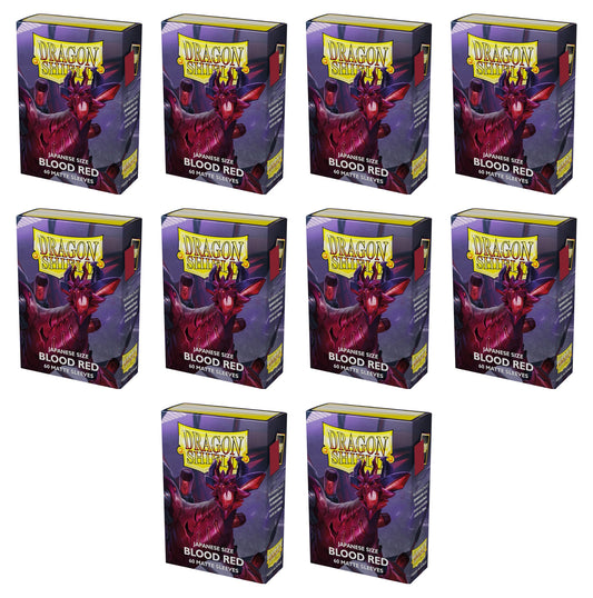 Dragon Shield Japanese (Yu-Gi-Oh Size) Card Sleeves Box - Matte Blood Red [10 packs]