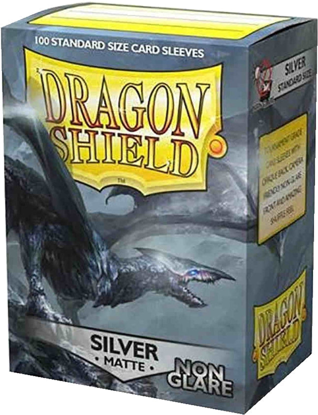 Dragon Shield Standard Size Card Game Sleeves Box - Matte Silver Non-Glare