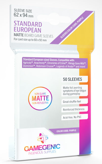 Gamegenic Matte Board Game Sleeves Box - Standard European