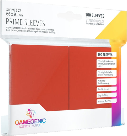 Gamegenic Prime Standard Size Card Game Sleeves Box - Red