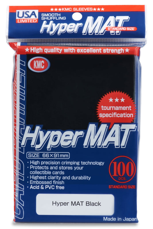 KMC Hyper Matte USA 100 ct. Standard Size Sleeves - Black Pack