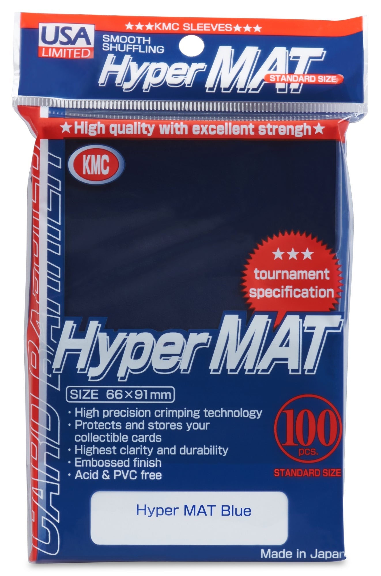 KMC Hyper Matte USA 100 ct. Standard Size Sleeves - Blue Pack