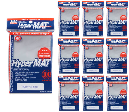 KMC Hyper Matte USA 100 ct. Standard Size Sleeves - Clear [10 packs]