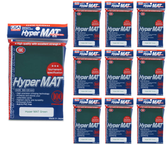 KMC Hyper Matte USA 100 ct. Standard Size Sleeves - Green [10 packs]
