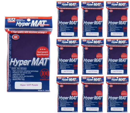 KMC Hyper Matte USA 100 ct. Standard Size Sleeves - Purple [10 packs]