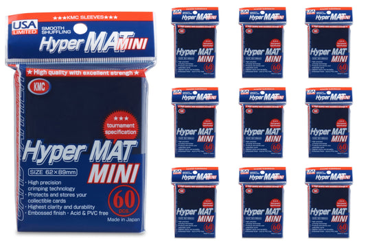 KMC Card Barrier Hyper Mat Mini Yu-Gi-Oh Size Sleeves - Hyper Matte Blue [10 packs]