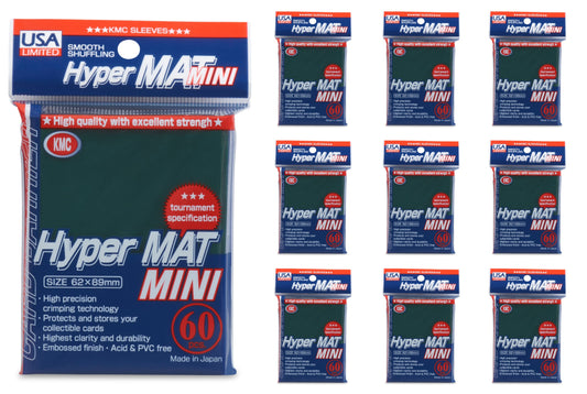 KMC Card Barrier Hyper Mat Mini Yu-Gi-Oh Size Sleeves - Hyper Matte Green [10 packs]