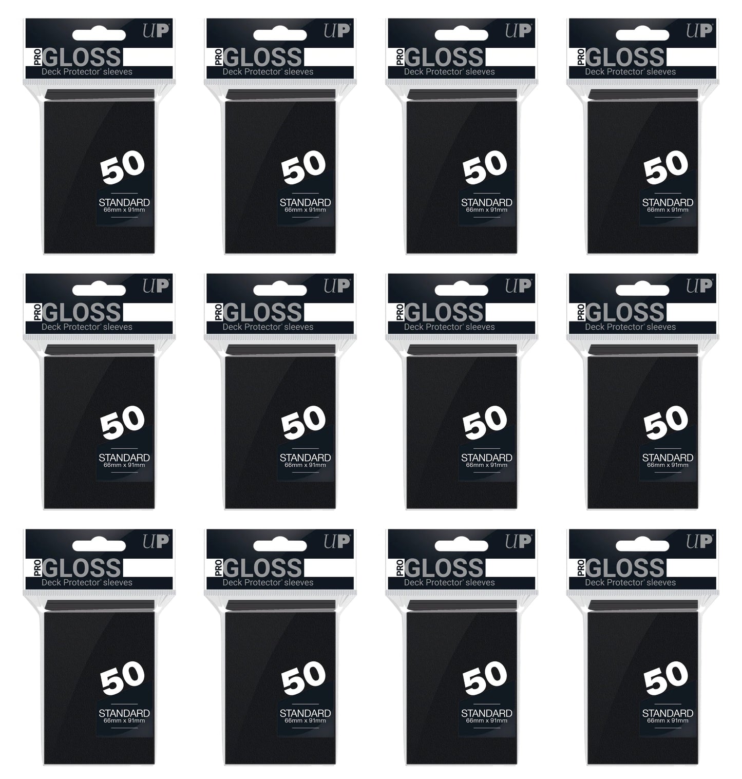 Ultra Pro Standard Size Deck Protectors Box - Black [12 packs/66mm x 91mm]